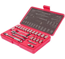 Набор шестигранных торцевых головок и насадок 1/4" 5/32"-1/2", Т20-Т40 в кейсе 23шт JTC-H223S