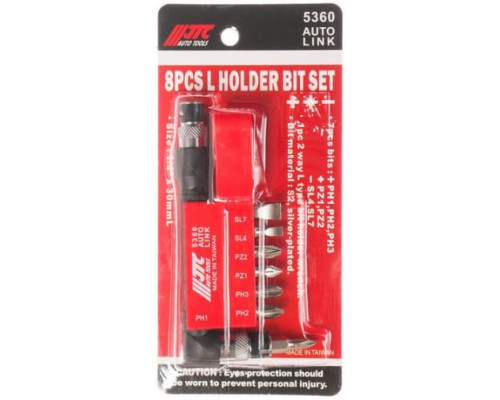 Набор вставок 1/4 DR филипс, позидрайв с Г-образным держателем 8шт JTC 5360