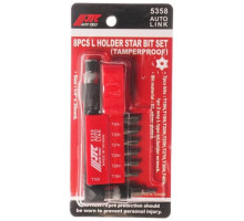 Набор вставок 1/4 DR торкс с отверстием T10H-T40H и Г-образным держателем 8шт JTC 5358