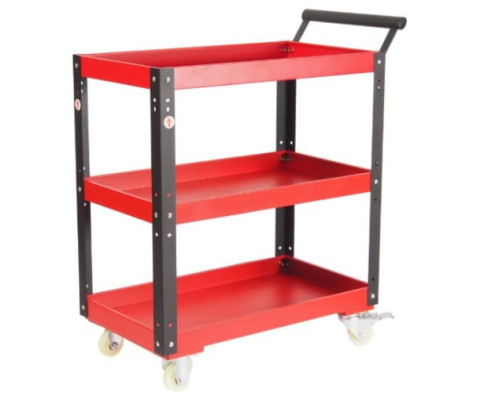 Инструментальная тележка (3 секции, на колесах, с открытым отсеком, красная) JTC-S1053