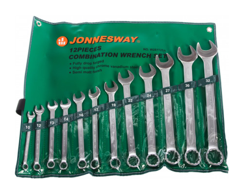 Набор комбинированных ключей 10-32мм, 12 предметов Jonnesway W26112SA