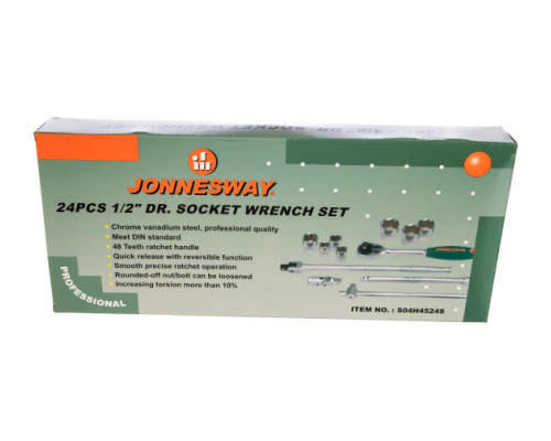 Набор торцевых головок 1/2"DR Jonnesway 10-32 мм S04H4524S Набор торцевых головок 1/2"DR Jonnesway 10-32 мм S04H4524S