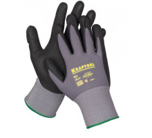 Эластичные перчатки KRAFTOOL Expert, р. L, со вспененным нитриловым покрытием, 11285-L