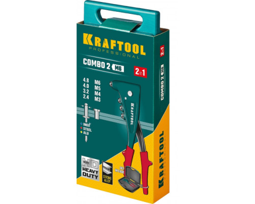 Комбинированный заклепочник в кейсе KRAFTOOL Combo2-M6 31180