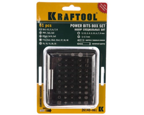 Набор бит KRAFTOOL Cr-V 26140-H61