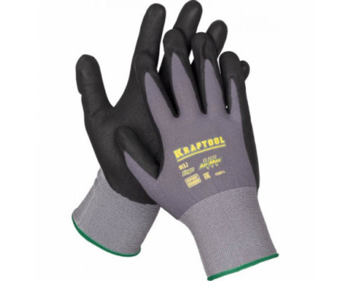 Нейлоновые перчатки Kraftool EXPERT 15 класс, вспененное нитриловое покрытие, M 11285-M Нейлоновые перчатки Kraftool EXPERT 15 класс, вспененное нитриловое покрытие, M 11285-M