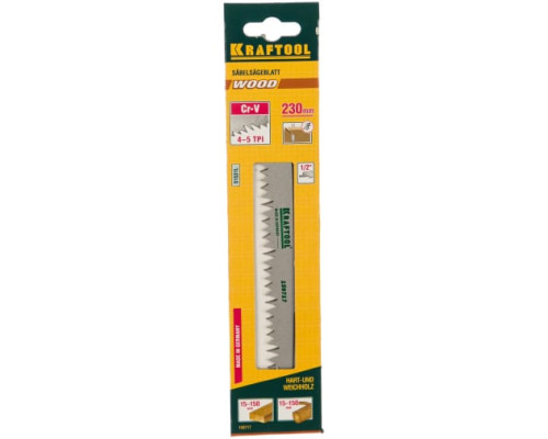 Полотно Kraftool по дереву для электроножовки S1531L 1/2" S разведенные заточенные зубья Cr-V шаг 5-6.5 мм 280 мм 159717
