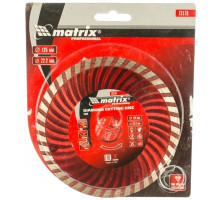 Диск алмазный отрезной Turbo (125х22.2 мм) для угловых шлифмашин Matrix 73179