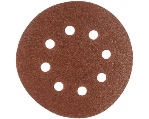 Круг абразивный на ворсовой подложке под липучку (5 шт; 125 мм; P100; 8 отв) MATRIX 73805