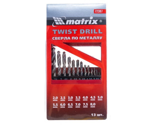 Набор сверл по металлу HSS (2-8 мм; 13 шт.) MATRIX 72387