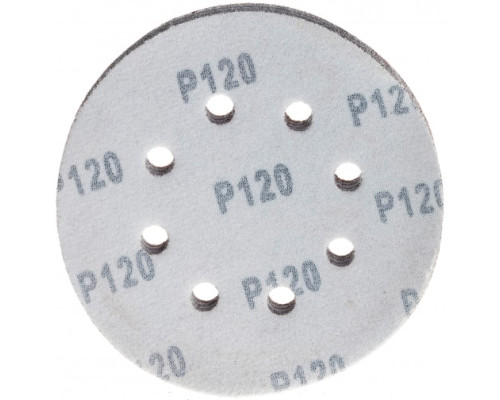 Круг абразивный на ворсовой подложке под липучку (5 шт; 125 мм; P120; 8 отв) MATRIX 73806