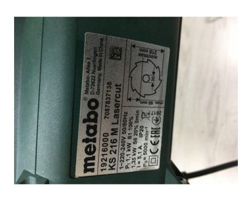 Торцовочная пила Metabo KS 216 M Lasercut 619216000 Торцовочная пила Metabo KS 216 M Lasercut 619216000