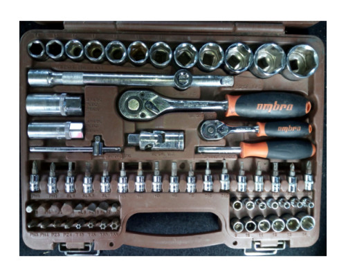 Набор инструментов для автомобиля с 12-гр. головками 1/2"DR и 1/4"DR, 82 предмета Ombra OMT82S12