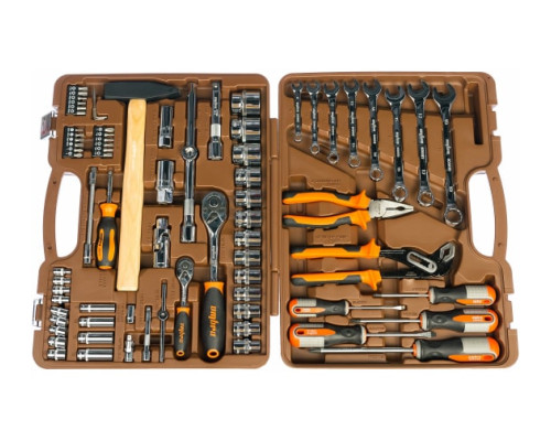 Универсальный набор инструмента 1/2"DR и 1/4"DR с 12-гранными головками 1/2"DR, 77 шт OMBRA OMT77S12