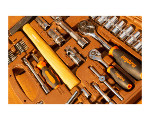 Универсальный набор инструмента 1/2"DR и 1/4"DR с 12-гранными головками 1/2"DR, 77 шт OMBRA OMT77S12