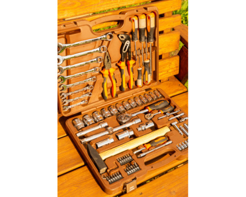 Универсальный набор инструмента 1/2"DR и 1/4"DR с 12-гранными головками 1/2"DR, 77 шт OMBRA OMT77S12