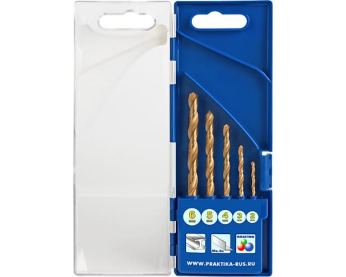 Набор сверл по металлу Профи (5 шт; 2-6 мм) ПРАКТИКА 640-247