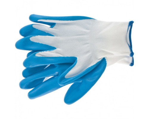 Маслобензостойкие полиэфирные перчатки с синим нитрильным покрытием СИБРТЕХ р.L 67862