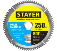Диск пильный по алюминию STAYER Multi Material 250х32/30 мм, 80Т 3685-250-32-80