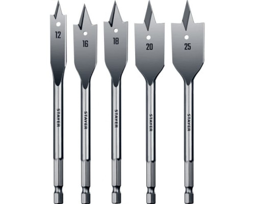 Набор сверл перовых по дереву Flat (5 шт; 12-16-18-20-25 мм) STAYER 2950-H5