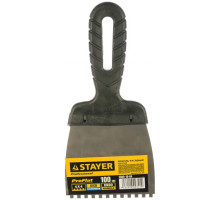 Нержавеющий зубчатый шпатель STAYER 100 мм 1009-10-04
