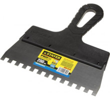 Нержавеющий зубчатый шпатель с пластмассовой ручкой, 200мм, зуб 8х8мм STAYER 1009-20-08