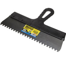 Нержавеющий зубчатый шпатель с пластмассовой ручкой, 300мм, зуб 6х6мм STAYER 1009-30-06