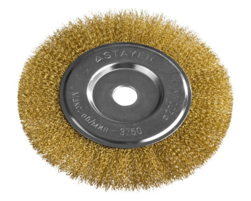 Щетка дисковая PROFESSIONAL (200х22 мм; витая стальная латунированная проволока 0.3 мм) для УШМ STAYER 35122-200