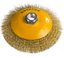 Щетка коническая PROFESSIONAL (125 мм; М14; витая стальная латунированная проволока 0.3 мм) для УШМ STAYER 35133-125