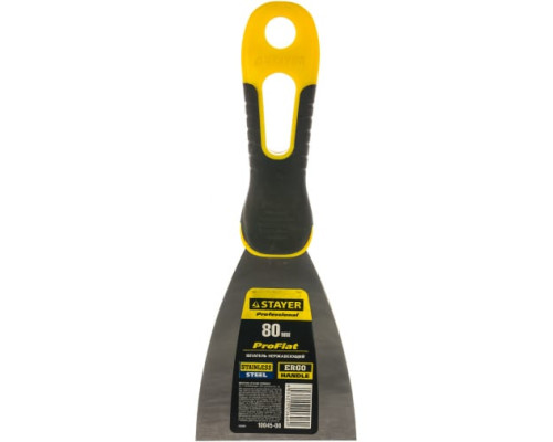 Шпатель с профилированным нержавеющим полотном и 2к ручкой 80мм STAYER PROFESSIONAL 10045-08