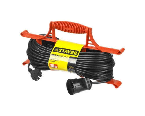 Электрический удлинитель Stayer MAXElectro на рамке, 30 м, 1 гнездо 55018-30 Электрический удлинитель Stayer MAXElectro на рамке, 30 м, 1 гнездо 55018-30