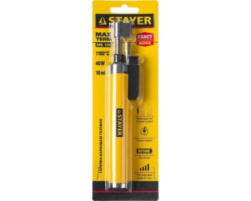 Газовая горелка-карандаш STAYER MaxTerm, регулировка пламени, 1100С 55560