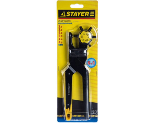 Револьверный дырокол для кожи STAYER PROFESSIONAL усиленный, 6-в-1, 2-4,5мм 22943_z01 Револьверный дырокол для кожи STAYER PROFESSIONAL усиленный, 6-в-1, 2-4,5мм 22943_z01