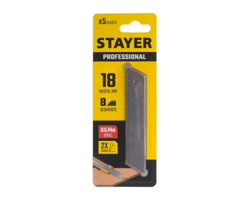 Сегментированные лезвия STAYER 18 мм, 5 шт. 0915-S5 Сегментированные лезвия STAYER 18 мм, 5 шт. 0915-S5