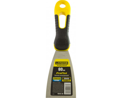 Шпатель с профилированным нержавеющим полотном и 2к ручкой 60мм STAYER PROFESSIONAL 10045-06
