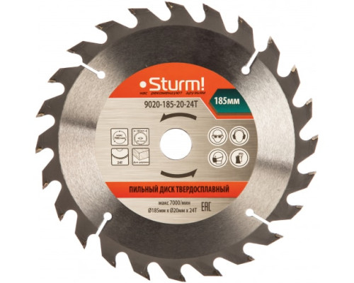 Диск пильный по дереву (185х20 мм; 24T) Sturm 9020-185-20-24T