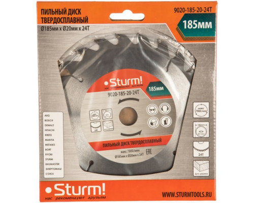 Диск пильный по дереву (185х20 мм; 24T) Sturm 9020-185-20-24T