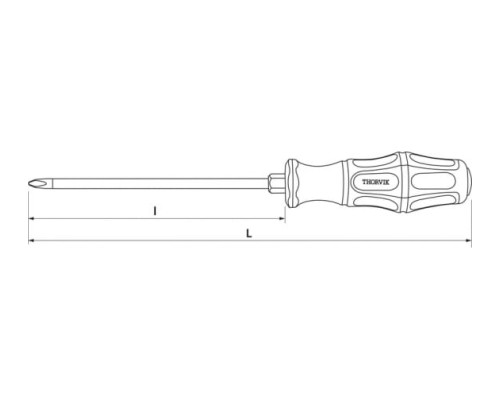 Крестовая ударная отвертка THORVIK SDPG215 PHILLIPS PH2x150 мм 52170