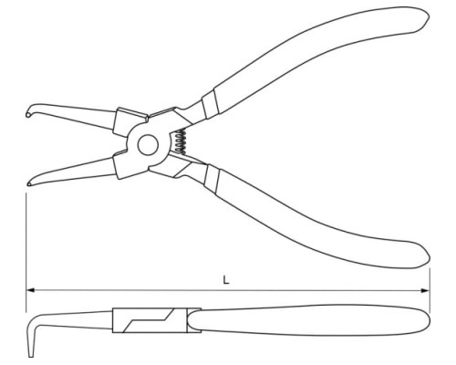Щипцы для стопорных колец THORVIK IRBP180 загнутый сжим 180 мм 52190