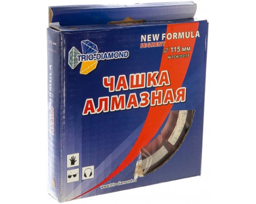 Чашка алмазная сегментная двухрядная (115х22.2 мм) Trio-Diamond 333115