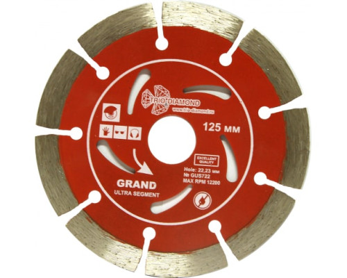 Диск алмазный отрезной Сегментный Grand hot press (125х22.23 мм) TRIO-DIAMOND GUS722