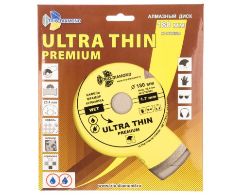 Диск алмазный отрезной Сплошной Ультратонкий Ultra Thin hot press (180х25.4 мм) TRIO-DIAMOND UTW504