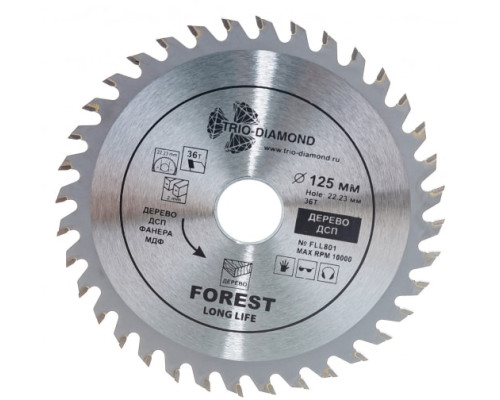Диск пильный по дереву (125x22.23 мм; 36Т) TRIO-DIAMOND FLL801