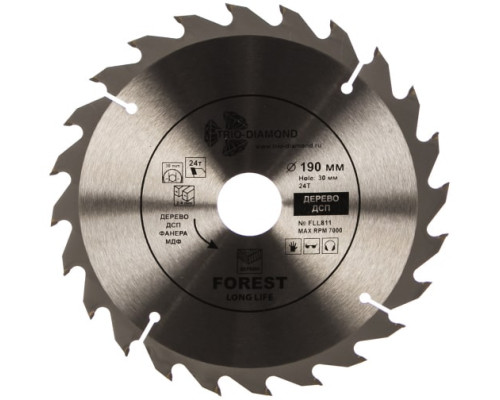 Диск пильный по дереву (190х30 мм; 24Т) TRIO-DIAMOND FLL811