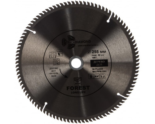 Диск пильный по дереву (255х30 мм; 100Т) TRIO-DIAMOND FLL834