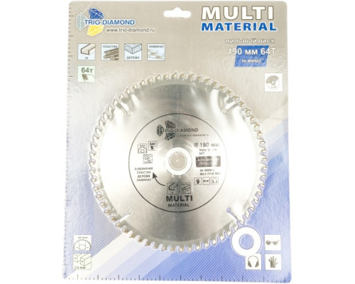 Диск пильный по мультиматериалам (190х30/20 мм; 64Т) TRIO-DIAMOND MM902