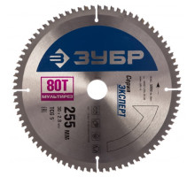 Диск пильный "Точный-МУЛЬТИ рез" (255х30 мм; 80Т) Зубр 36907-255-30-80