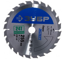 Диск пильный  "быстрый рез" по дереву (255х30 мм; 24Т) ЗУБР 36901-255-30-24