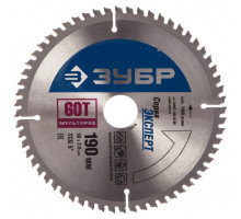 Диск пильный по алюминию/ламинату/пластику (190х30 мм; 60Т) "точный-мульти рез" Зубр 36907-190-30-60