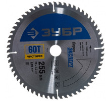 Диск пильный по дереву "Чистый рез" 255x30 мм, 60Т Зубр 36905-255-30-60